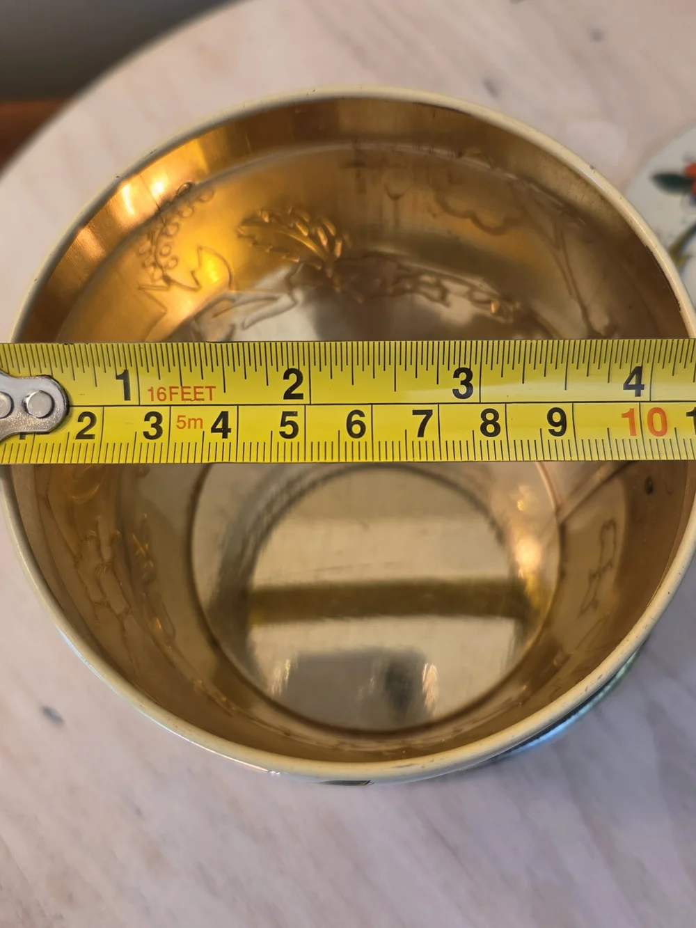 Vtg Murray Allen Confections Tin Canister w Lid Handle Water Flower England